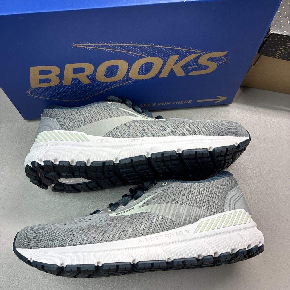 Brooks Addiction GTS 15 Grey Navy Aqua Lace Up Women's Size 10 120352 1D 099